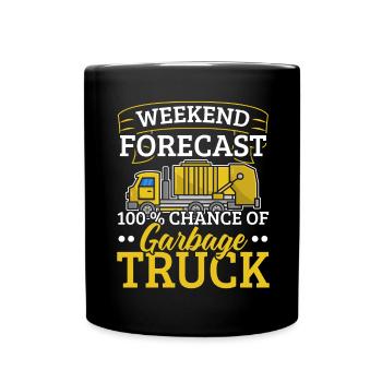 Garbage Truck Garbage Collector Recycling Waste - Full Colour Mug - black - Front