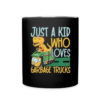 Juste un enfant qui aime les camions à ordures et le recyclage - Mug uni - noir - Devant