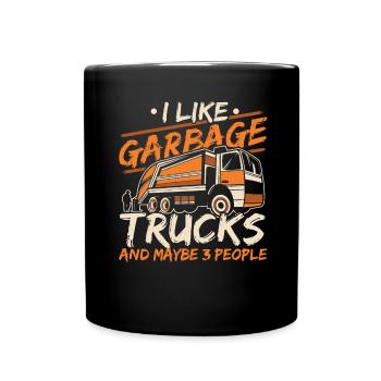 I like garbage trucks garbage collector recycling - Full Colour Mug - black - Front
