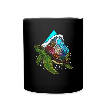 Sea Turtle Vacation Ocean Travel Hawaii Aloha - Full Colour Mug - black - Front
