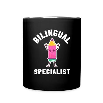 Dual Language Team Bilingual Teacher School Tutor - Full Colour Mug - black - Front