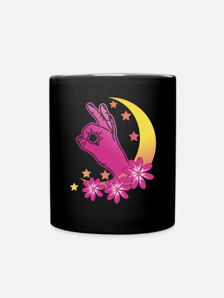 Reingeschaut Vaporwave Mond Reingeguckt - Tasse einfarbig - Schwarz
