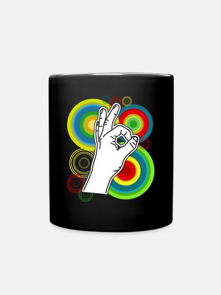 Reingeschaut Retro lustig Reingeguckt - Tasse einfarbig - Schwarz