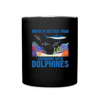 With Dolphins Swimming Dolphin Ocean Sea Mammal - Full Colour Mug - black - Front