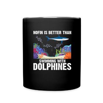 Avec les dauphins Nage Dauphin Océan Mammifère marin - Mug uni - noir - Devant