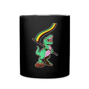 LGBTQ-Flagge - Dinosaurier Aromantic - Tasse einfarbig - Schwarz - Vorne