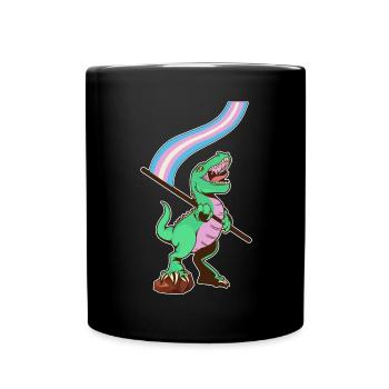 LGBTQ-Flagge - Dinosaurier-Transgender - Tasse einfarbig - Schwarz - Vorne