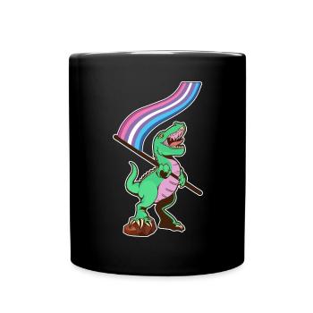 LGBTQ-Flagge - Dinosaurierbär - Tasse einfarbig - Schwarz - Vorne