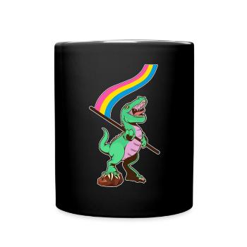 LGBTQ-Flagge - Dinosaurier Pansexuell - Tasse einfarbig - Schwarz - Vorne