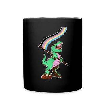 LGBTQ-Flagge - Dinosaurier-Polygender - Tasse einfarbig - Schwarz - Vorne