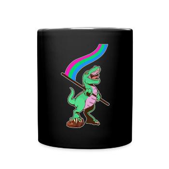 LGBTQ-Flagge - Dinosaurier Polysexuell - Tasse einfarbig - Schwarz - Vorne