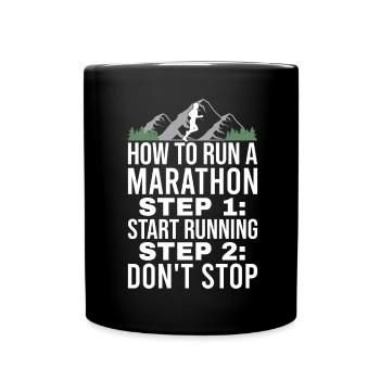 Lustig Marathon Motivation Lauftraining - Tasse einfarbig - Schwarz - Vorne