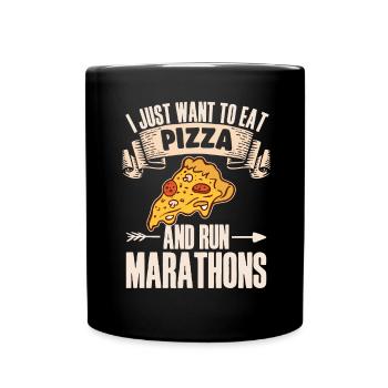 Pizza Und Marathon Läufer Laufen - Tasse einfarbig - Schwarz - Vorne