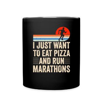 Pizza Und Marathon Läufer Laufen - Tasse einfarbig - Schwarz - Vorne
