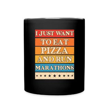 Pizza Und Marathon Läufer Laufen - Tasse einfarbig - Schwarz - Vorne