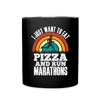 Pizza Und Marathon Läufer Laufen - Tasse einfarbig - Schwarz - Vorne