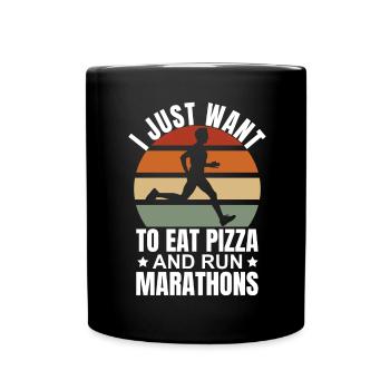 Pizza Und Marathon Läufer Laufen - Tasse einfarbig - Schwarz - Vorne