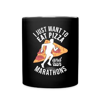 Pizza Und Marathon Läufer Laufen - Tasse einfarbig - Schwarz - Vorne