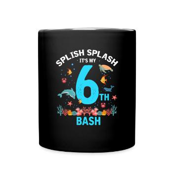 Marine Biology Birthday Party Birthday 6 - Full Colour Mug - black - Front