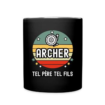 tel père tel fils cadeau papa archer tir - Mug uni - noir - Devant