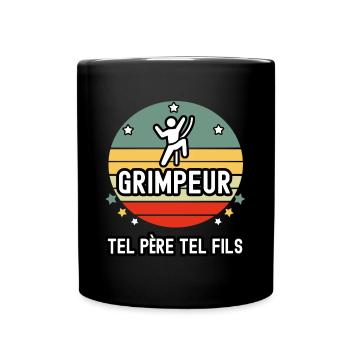 tel père tel fils cadeau papa grimpeur escalade - Mug uni - noir - Devant