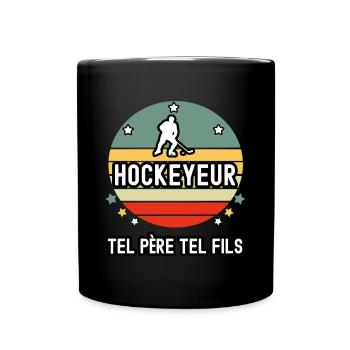 tel père tel fils cadeau papa hockeyeur hockey - Mug uni - noir - Devant