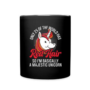 Red Hair Unicorn Magic Redhead Ginger Red Haired - Full Colour Mug - black - Front