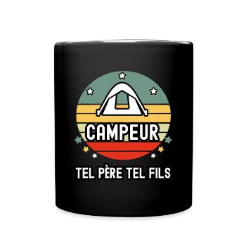 tel père tel fils papa campeur camping cadeau - Mug uni - noir - Devant