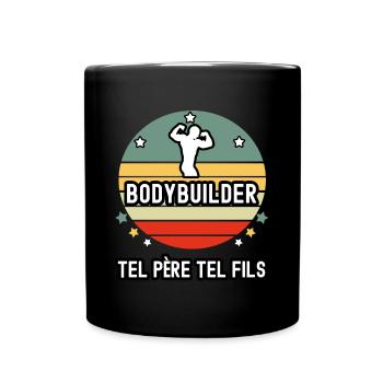 tel père tel fils papa bodybuilder bodybuilding - Mug uni - noir - Devant