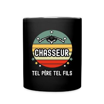 tel père tel fils papa chasseur cerf chasse cadeau - Mug uni - noir - Devant