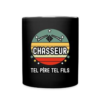 tel père tel fils papa chasseur fusil chasse - Mug uni - noir - Devant