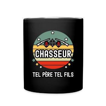 tel père tel fils papa chasseur sanglier chasse - Mug uni - noir - Devant