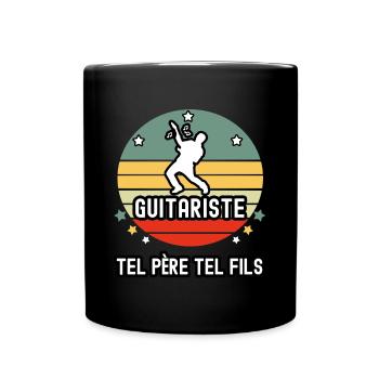 tel père tel fils papa guitariste guitare - Mug uni - noir - Devant