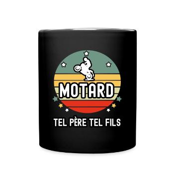tel père tel fils papa motard homme moto cadeau - Mug uni - noir - Devant
