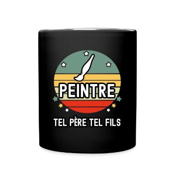 tel père tel fils papa peintre peinture cadeau - Mug uni - noir - Devant
