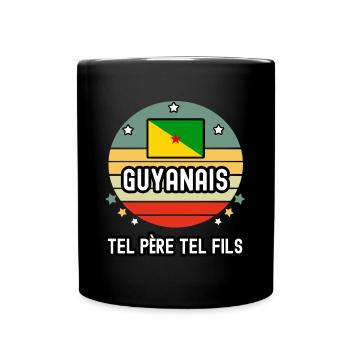 tel père tel fils papa guyanais drapeau guyane - Mug uni - noir - Devant