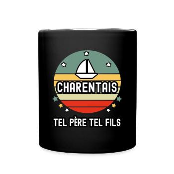 tel père tel fils papa charentais bateau charente - Mug uni - noir - Devant