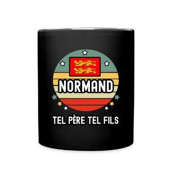 tel père tel fils papa normand drapeau normandie - Mug uni - noir - Devant