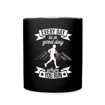 Jeder Tag ist ein guter Tag, wenn du läufst - - Tasse einfarbig - Schwarz - Vorne