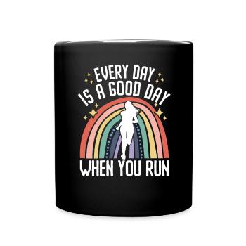 Jeder Tag ist ein guter Tag, wenn du läufst - - Tasse einfarbig - Schwarz - Vorne