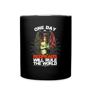 Gingers Will Rule World Redhead Angel Evil Irish - Full Colour Mug - black - Front