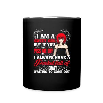 Sweet Redhead Girl Ginger Red Hair Irish - Full Colour Mug - black - Front