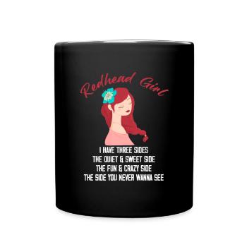 Redhead Girl Three Sides Ginger Red Orange Irish - Full Colour Mug - black - Front