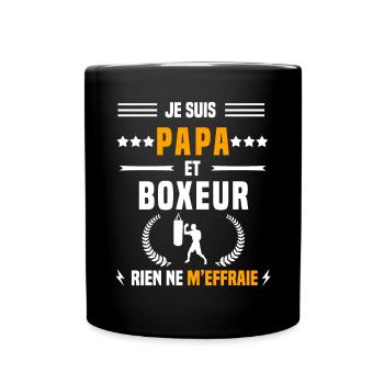 papa boxeur rien ne m'effraie papa boxe - Mug uni - noir - Devant