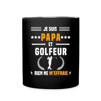 papa golfeur rien ne m'effraie papa golf - Mug uni - noir - Devant