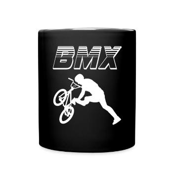 bmx race bike cyclist rider trick - Full Colour Mug - black - Front