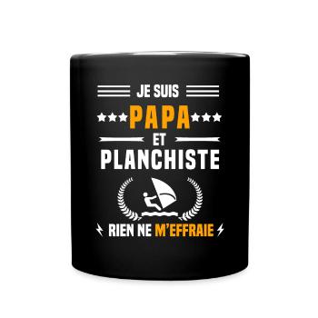 papa planchiste rien ne m'effraie papa voile - Mug uni - noir - Devant