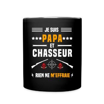 papa chasseur sanglier rien ne m'effraie chasse - Mug uni - noir - Devant