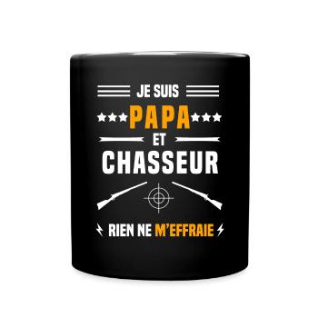 papa chasseur fusil rien ne m'effraie papa chasse - Mug uni - noir - Devant