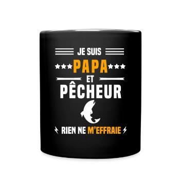 papa pêcheur rien ne m'effraie papa pêche - Mug uni - noir - Devant